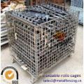 Visuality show saving space recycle metal wire mesh transport containers 0.15-1.56 m3 volume industrial used foldable roll cages